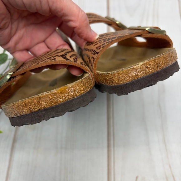 Birkenstock Arizona Double Strap Leather Sandals Metallic Copper Suede Sz EU 39 - Picture 7 of 14